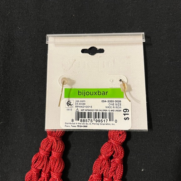 Red tassel earrings by Bijoux Bar. For pierced ears. NWT; never worn. - Picture 3 of 3
